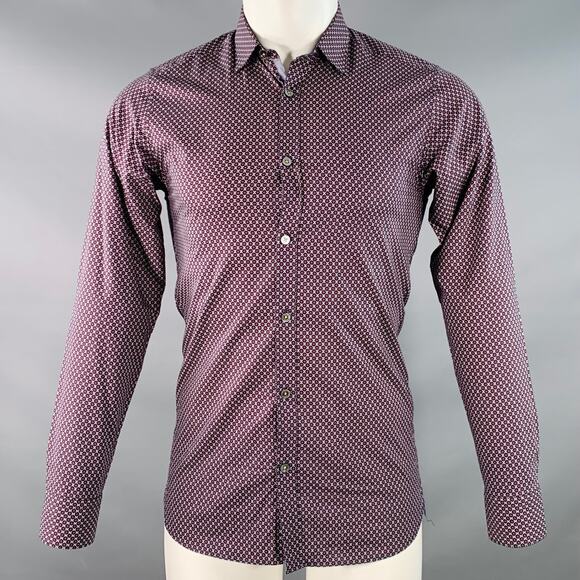 TED BAKER Size XS Wowee Navy Red Abstract Floral Cotton Long Sleeve Shirt - Picture 1 of 6